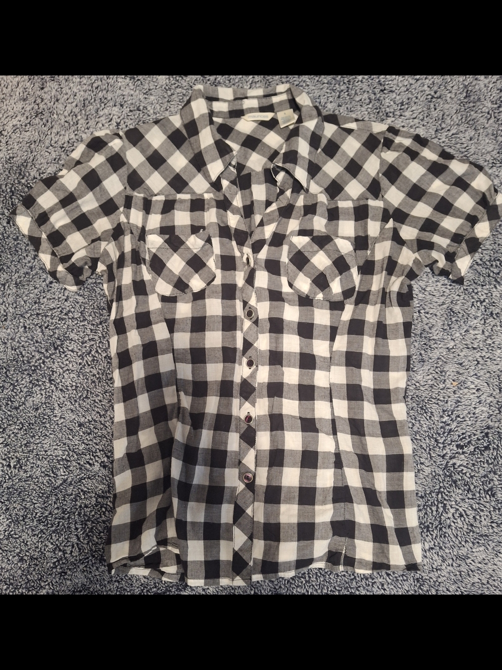 Maurices Black and White Plaid Button-Front Shirt